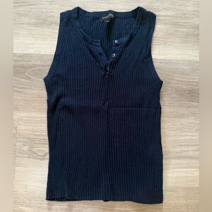 Navy Blue Sleeveless Ribbed Top